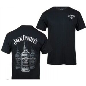 Jack Daniel's Triple Whiskey Bottle T-Shirt Men Large Double Side Graphic